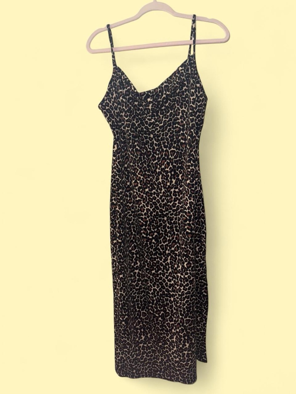 Y2K BEBE Chretah-Print Midi Slip Dress - Black & Brown